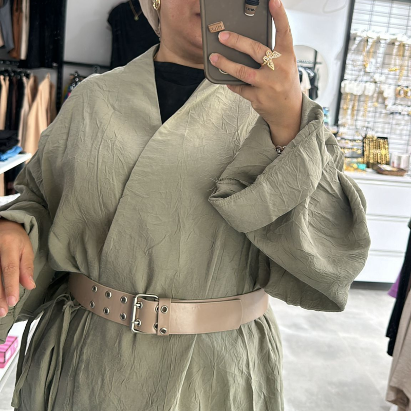 Kimono Yandan Bağlamalı Haki Crash - Görsel 5