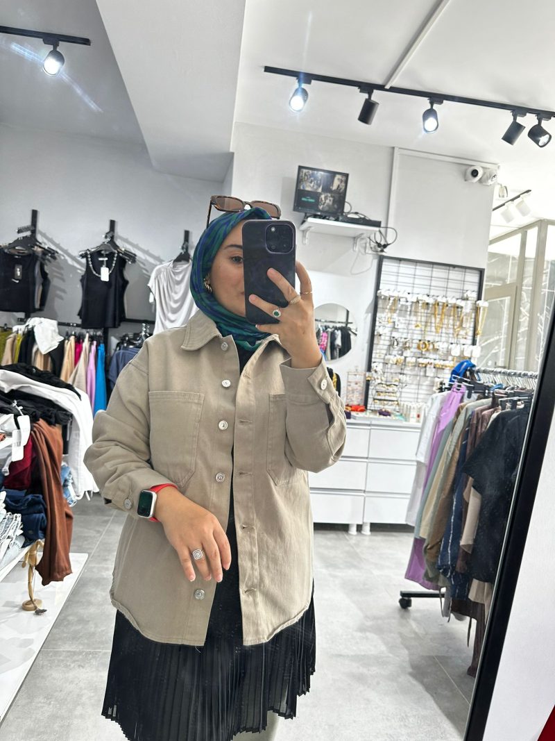 Gabardin Kot Ceket Camel