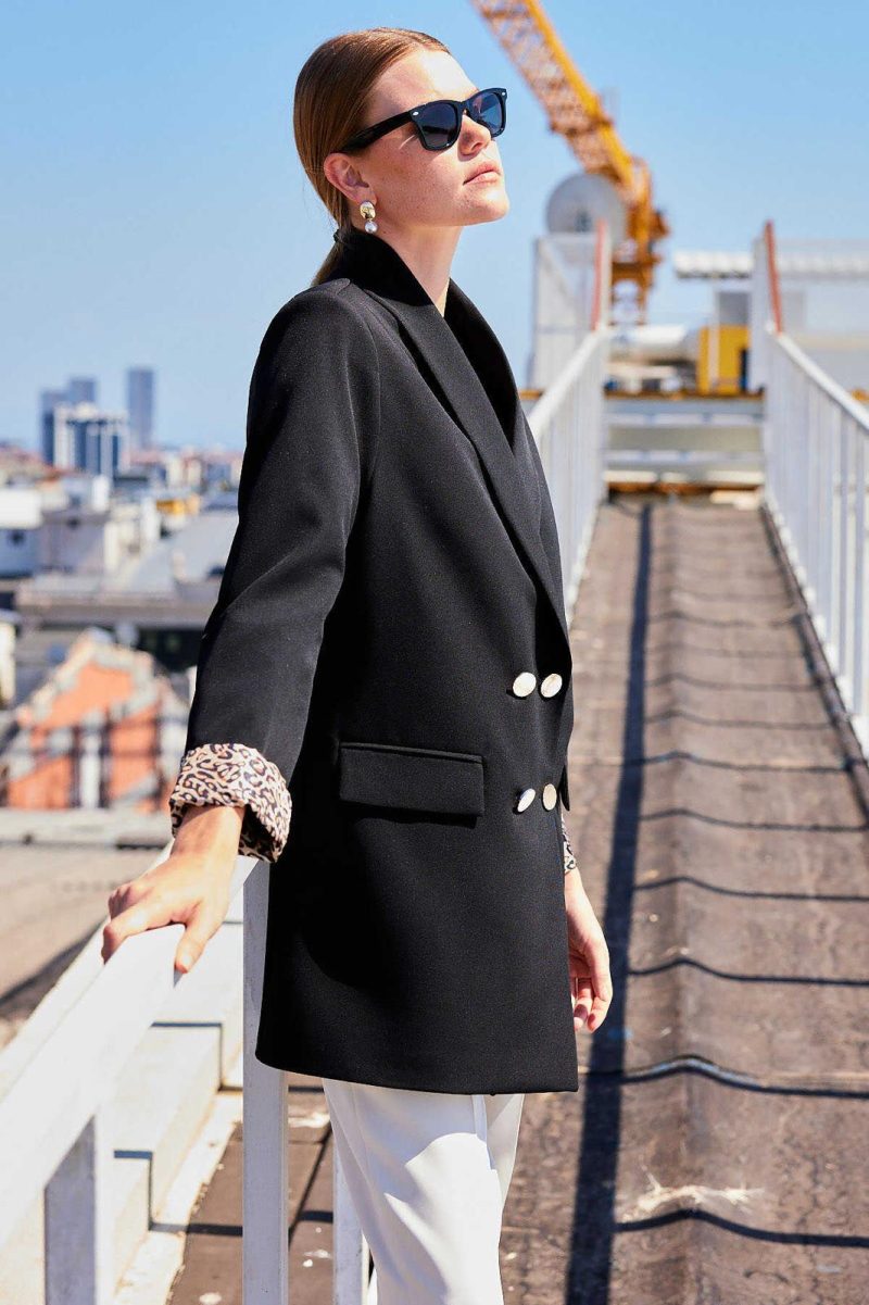Blazer Ceket Şal Yaka Leopar - Görsel 4