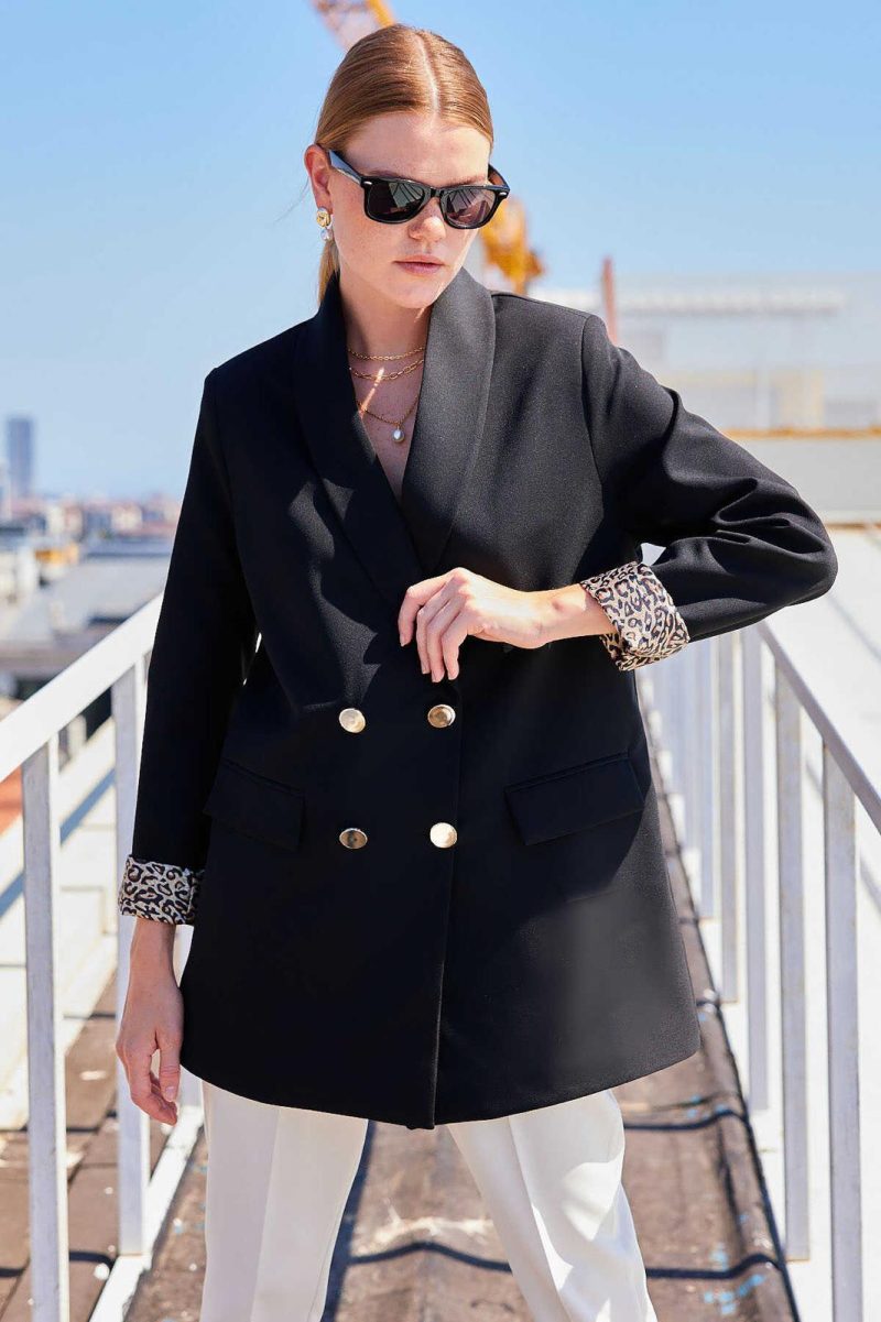 Blazer Ceket Şal Yaka Leopar