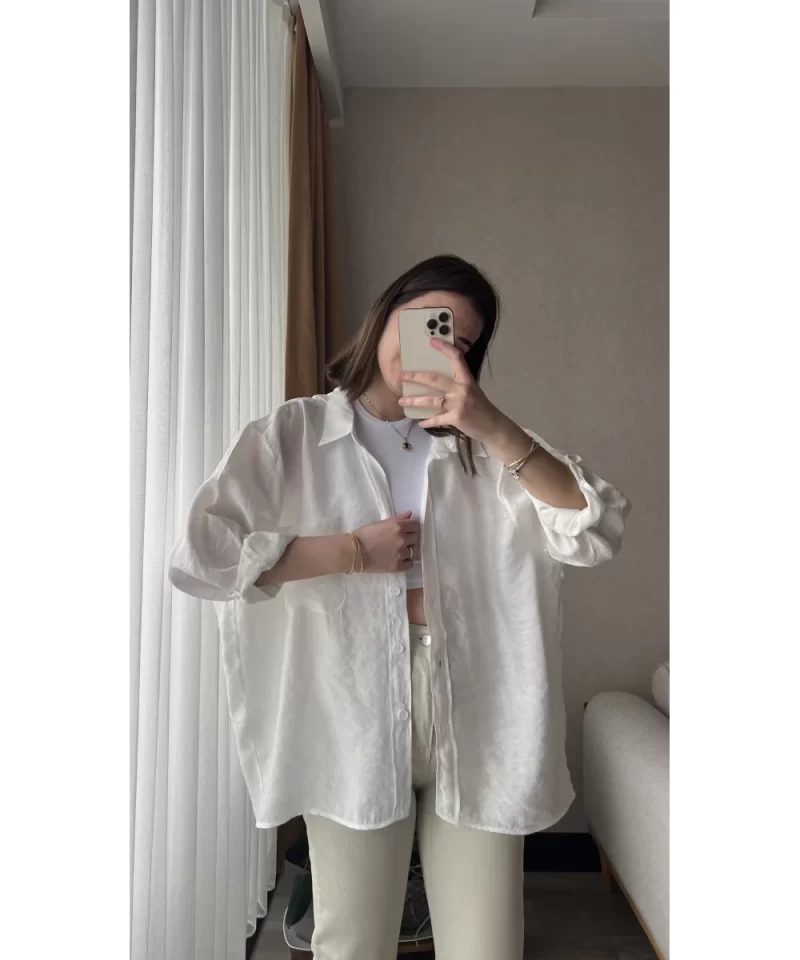 Tensel Kadın Gömlek Standart Beden - Görsel 4