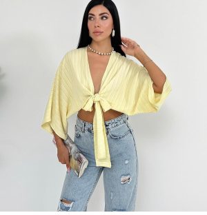 Bağlamalı Kimono Sarı