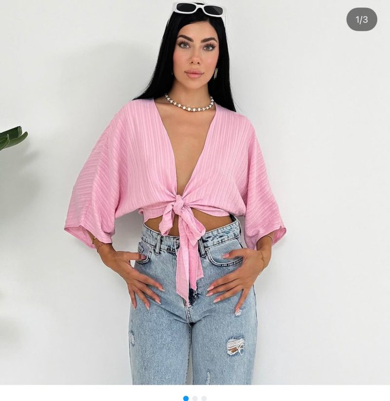 Bağlamalı Kimono Pembe - Görsel 2