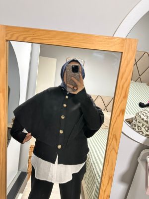 FİTİLLİ TRİKO PANÇOLU KAZAK SİYAH